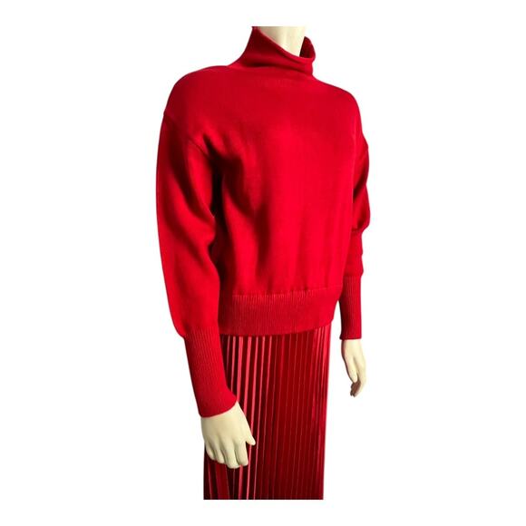 Philosophy Mock Neck Pleated Midi Sweater Dress Red Women's S Christmas Classy - Picture 2 of 8